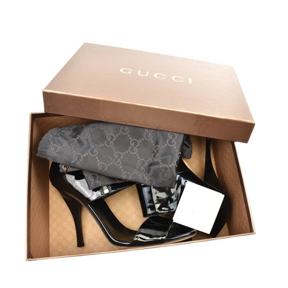 GUCCI: Black, Patent Leather Mary Jane Strappy Sandals Heels Size: 8.5 - Picture 11 of 11